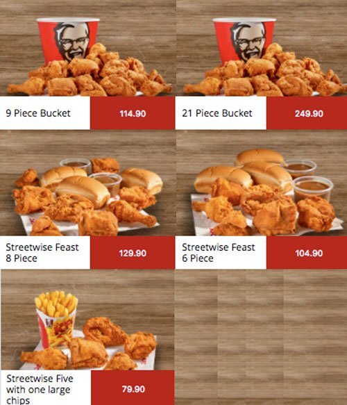 KFC ZA Menu Prices
