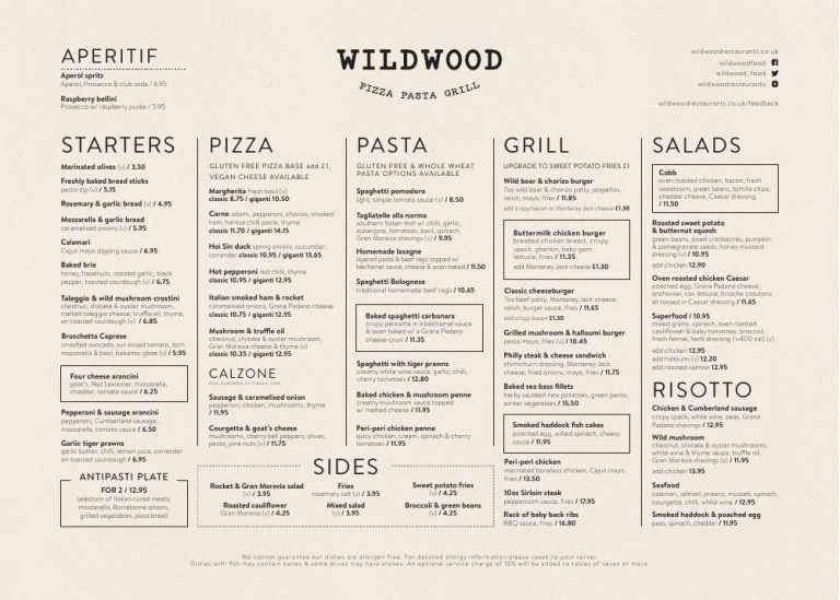 wildwood kitchen and bar menu